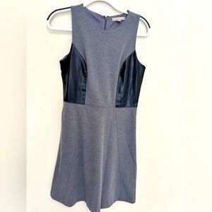 Banana Republic size 6 dress, gray fabric and faux leather
